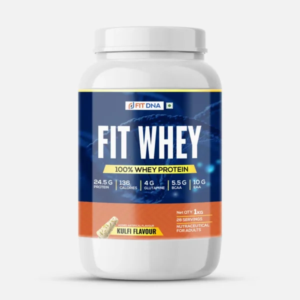 100% Natural Fit Whey Protein (24.5g protein) | 1 kg | Kulfi Flavour